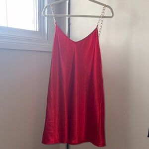 Vintage Red Slip Dress with Chain Straps